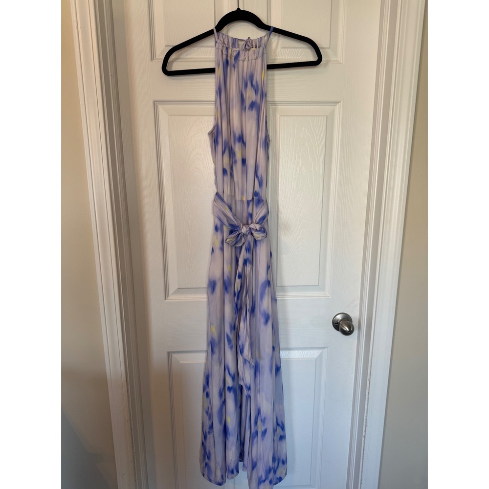 Cloth & Stone Purple Blue Tie Dye Halter Maxi Dress Small Waist Tie